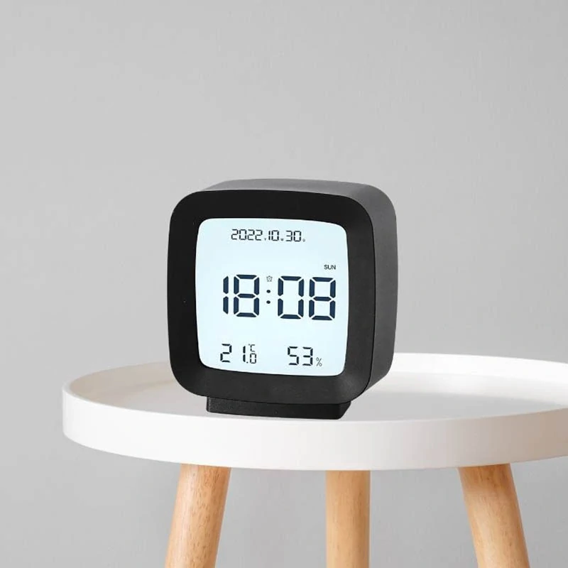 Digitálny LED budík s meteostanicou čierny