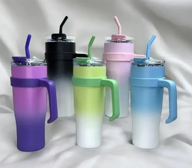 Termo hrnček so slamkou ombre 1,2L