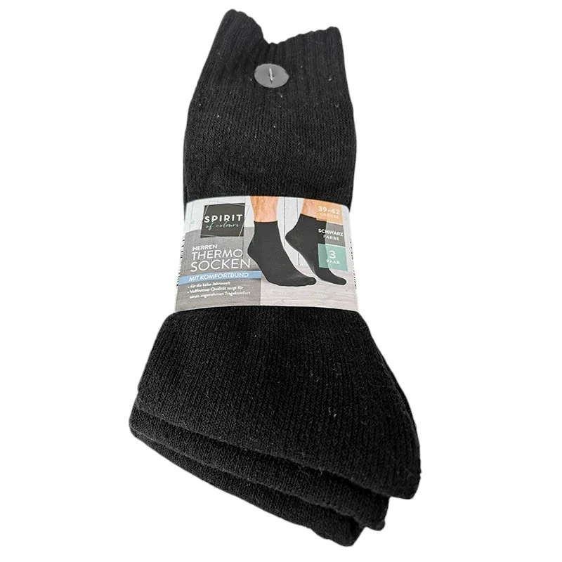 Spirit of colours - Termo ponožky s pohodlným lemovaním: 3 páry - čierne č.39-42