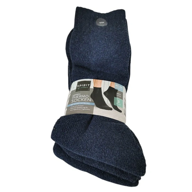 Spirit of colours - Termo ponožky s pohodlným lemovaním: 3 páry - námornícka modrá č.43-46