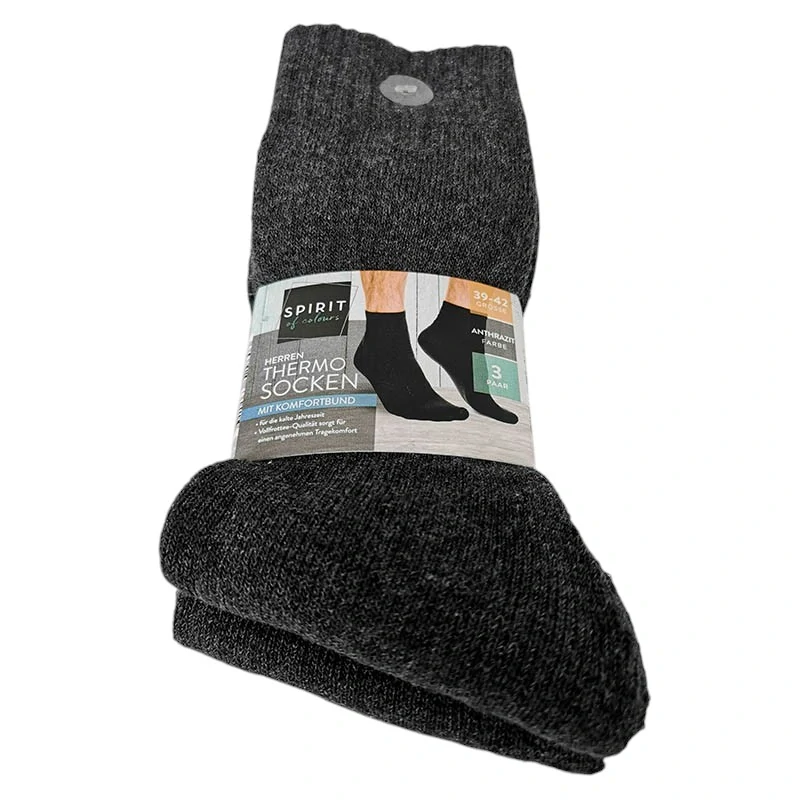 Spirit of colours - Termo ponožky s pohodlným lemovaním: 3 páry - antracitová sivá č.39-42