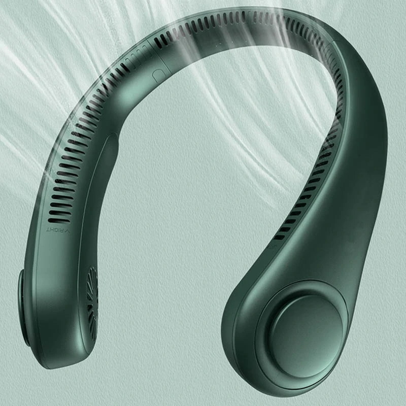 Prenosný ventilátor na krk zelený