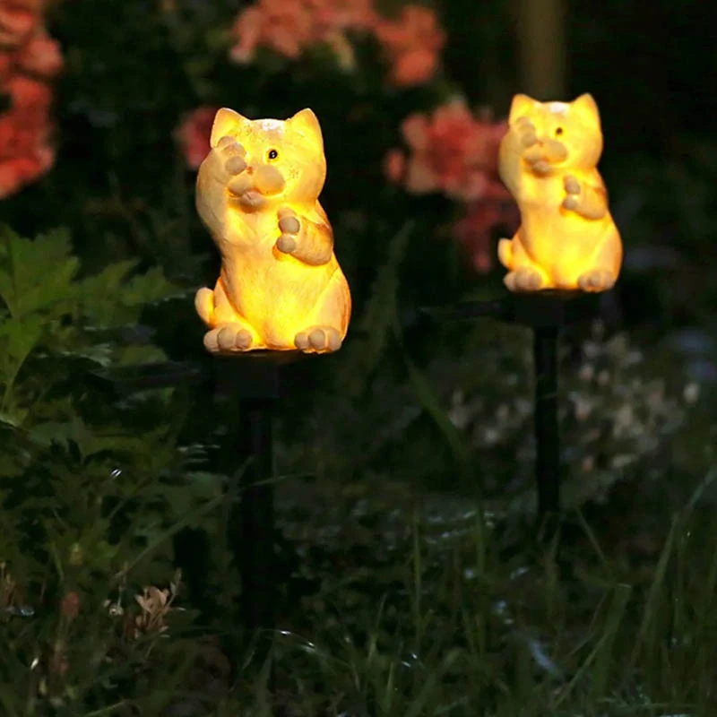 Záhradná solárna lampa Mačka