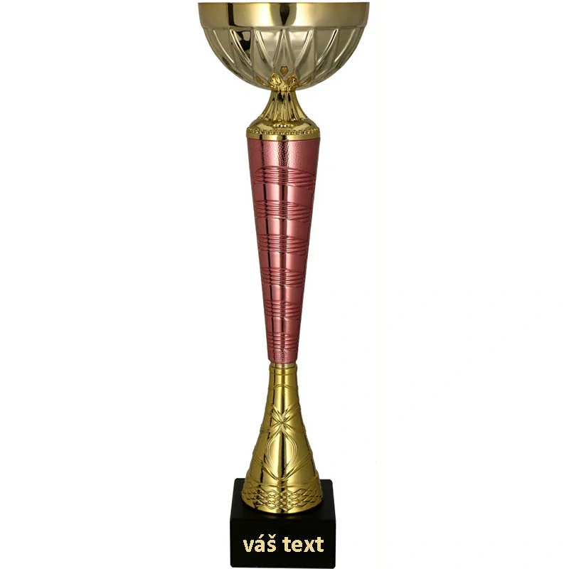 Pohár ružovo-zlatý - výška: 41,5 cm / ø kalicha: 12 cm