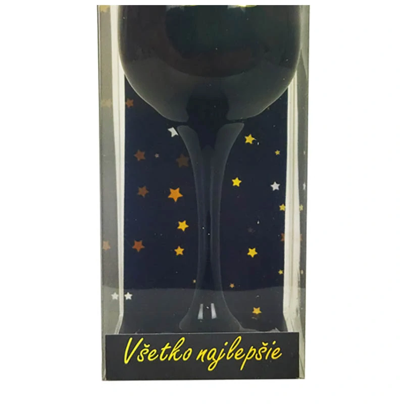 Čierna čaša na víno – darček na 50. narodeniny: 22 cm