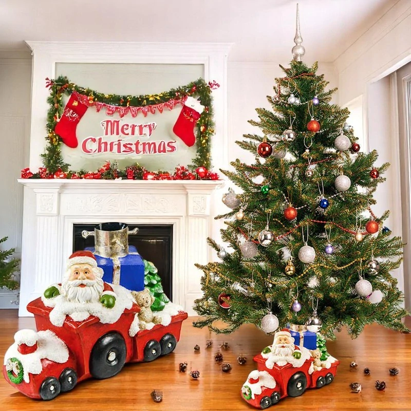 Dekoratívny stojan na vianočný stromček – Vláčik s Mikulášom: 53 × 26 × 35,5 cm
