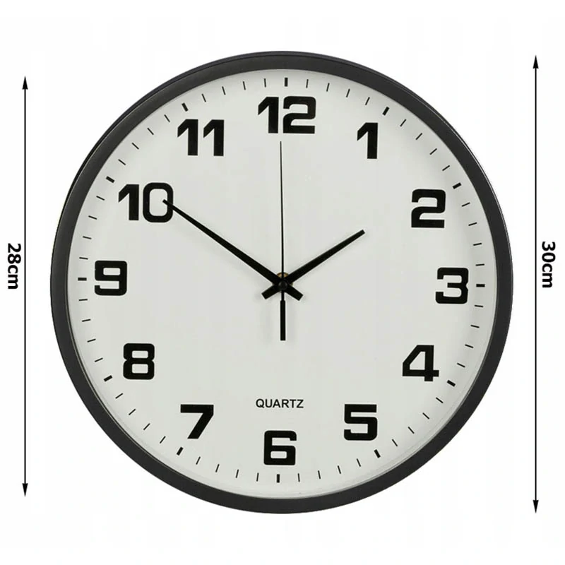 Nástenné hodiny s tichým chodom 30cm čierne