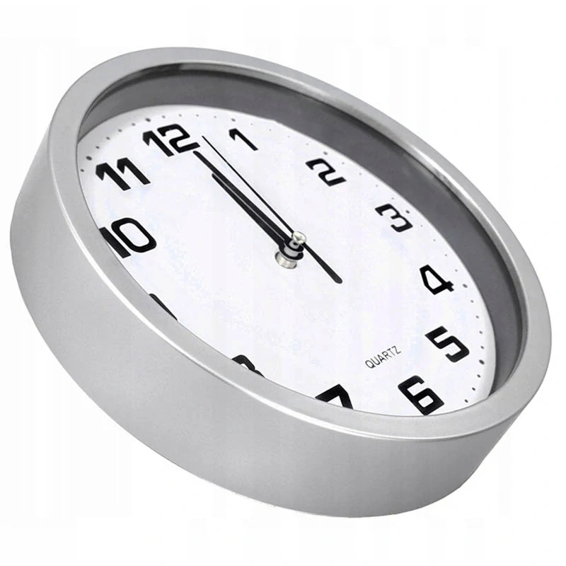 Nástenné hodiny s tichým chodom 20cm strieborné
