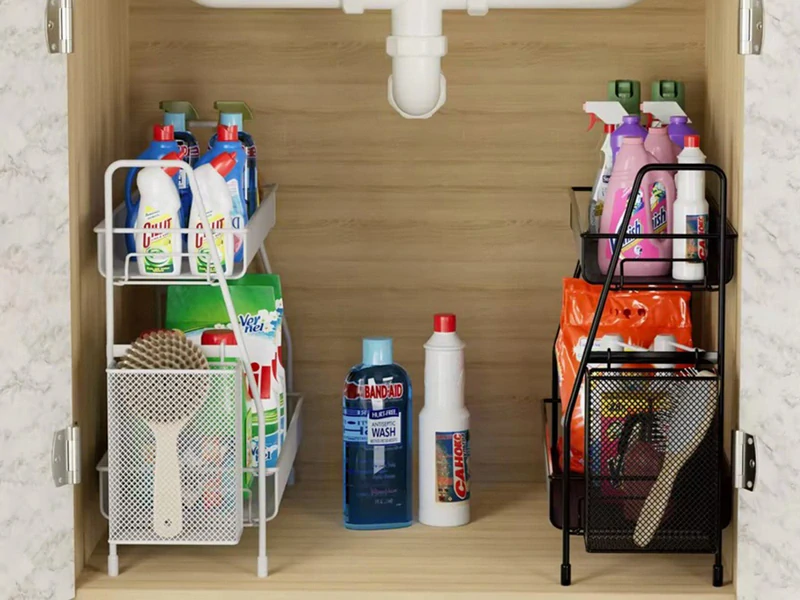 Kovový organizér do kuchyne a kúpeľne 32 x 36 x 17cm biely