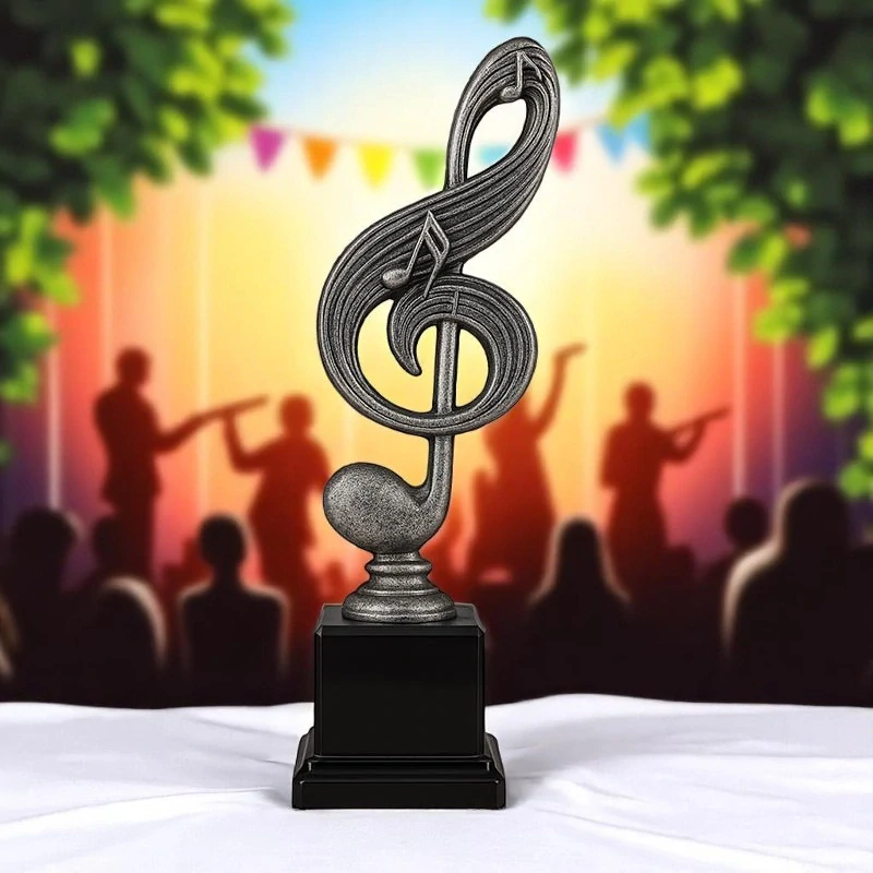 Husľový kľúč - Víťazná trofej na mramorovom podstavci s vlastným textom: 22 cm