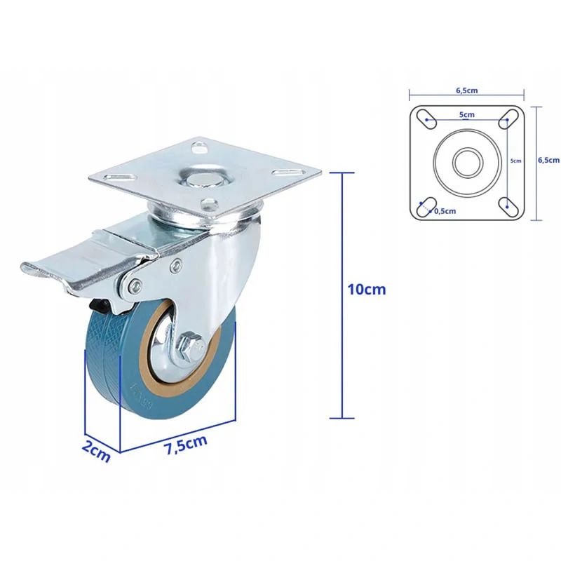 Otočné nábytkové koliesko 3" 75mm s brzdou