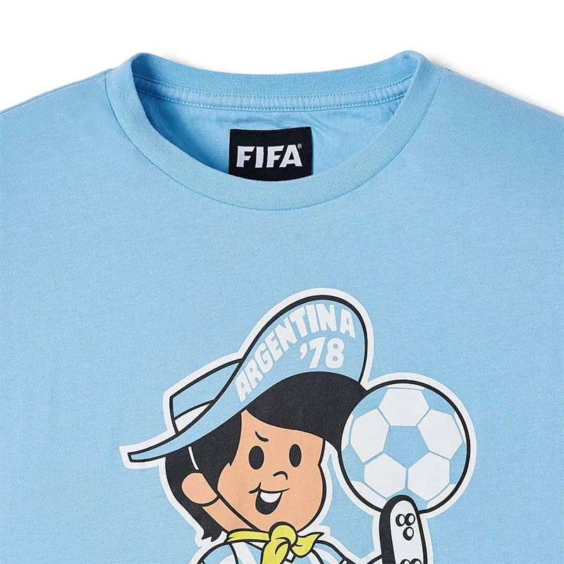 Tričko Retro FIFA Classics Argentina "78 Mascot Gauchito – modrá: veľkosť "S"