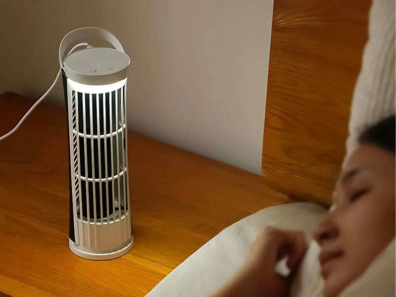 Mini stĺpikový ventilátor s LED lampou