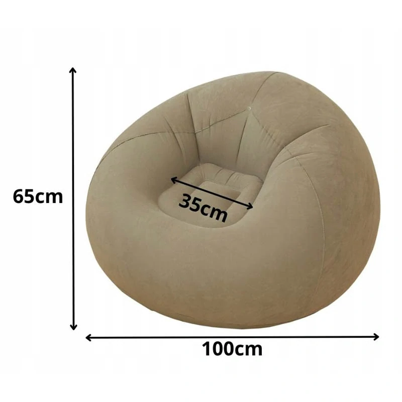 Nafukovacia pufa na sedenie z velúrovým povrchom