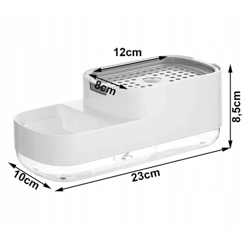 Kuchynský dávkovač na saponát so špongiou