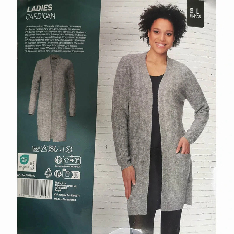 Dámsky kardigan sivý L (EU 44/46)