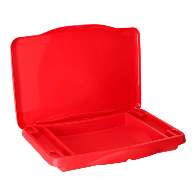 Cestovný skladací stolík do auta pre deti s úložným priestorom – červený