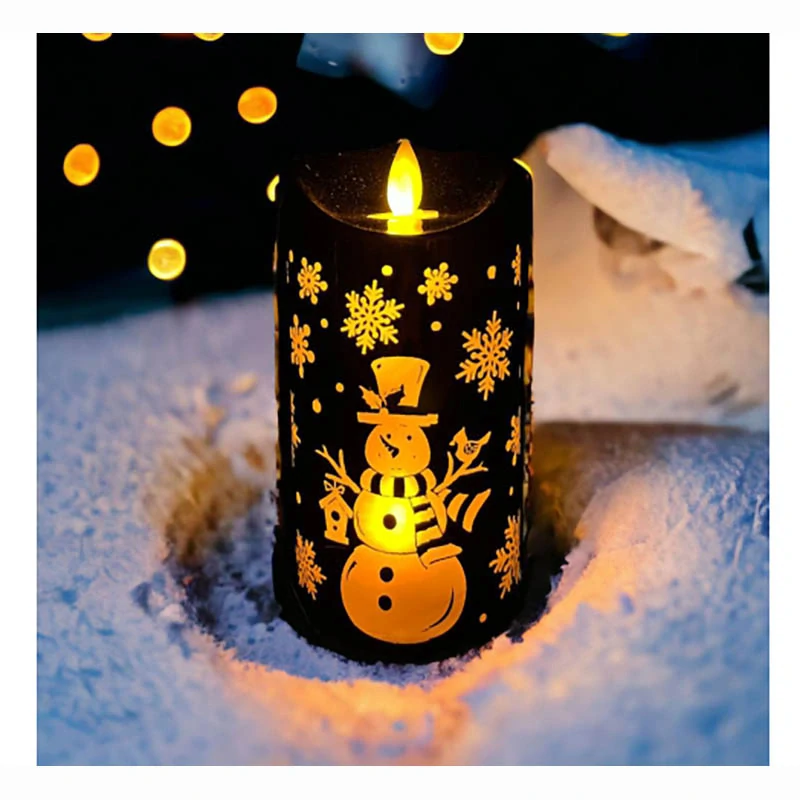 LED Vianočná sviečka s motívom Vianoc (3 farby, 12 cm)