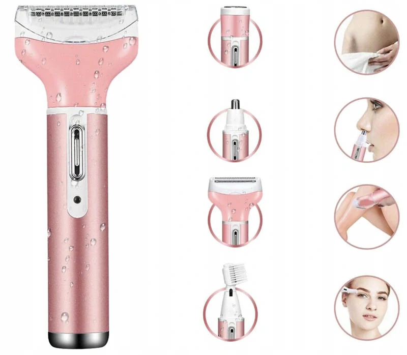 Dámsky USB depilátor a holiaci strojček 4v1 s vymeniteľnými nadstavcami