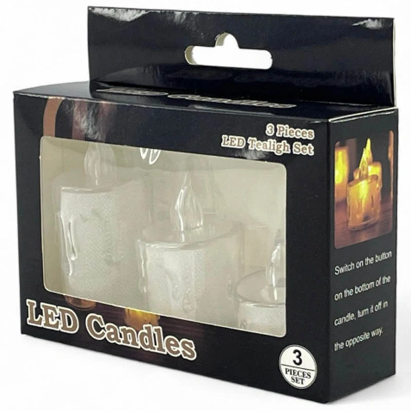 LED sviečky s trblietkami  (sada 3 ks)