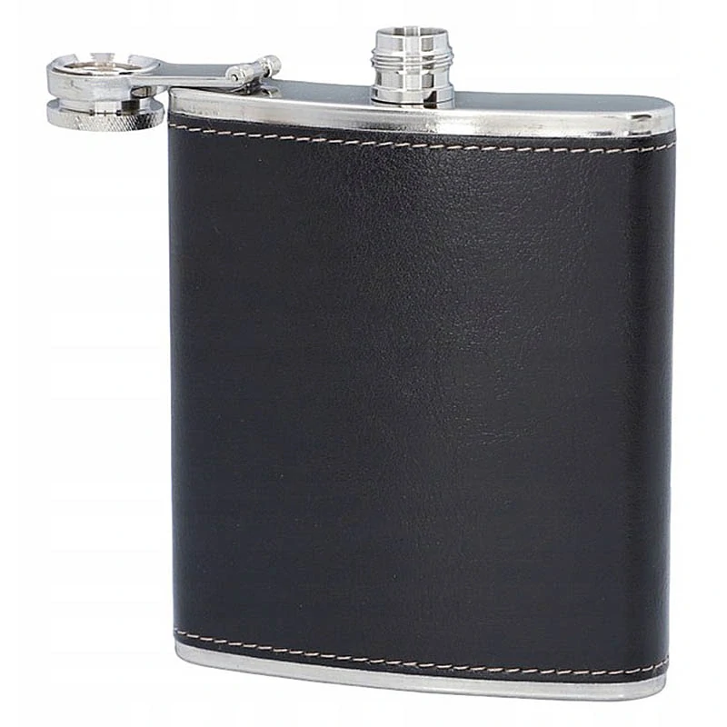 Nerezová ploskačka z ekokože 180 ml čierna