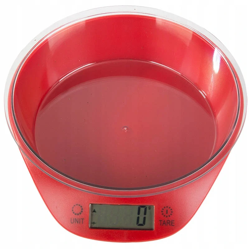 Elektronická kuchynská váha 5 kg červená