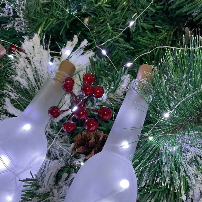 Solárne 10 LED svetielka v tvare korkových zátok 1m - studená biela