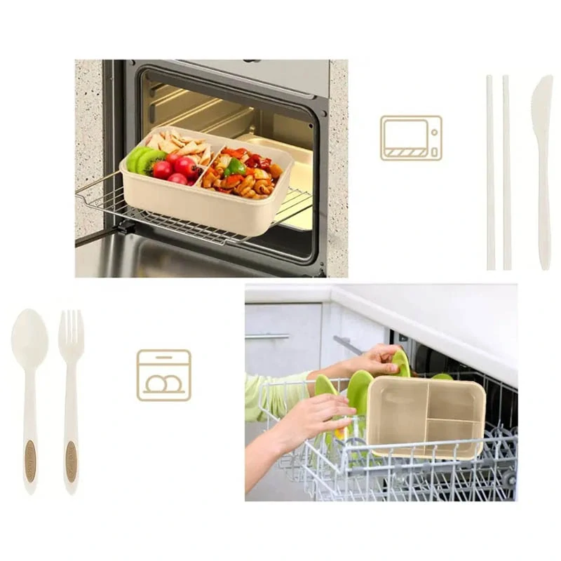 Desiatový box s priehradkami a príborom hnedý