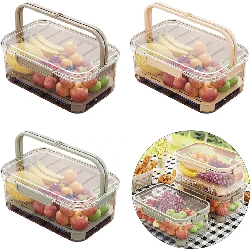 Prenosný box na ovocie a zeleninu s vekom béžový