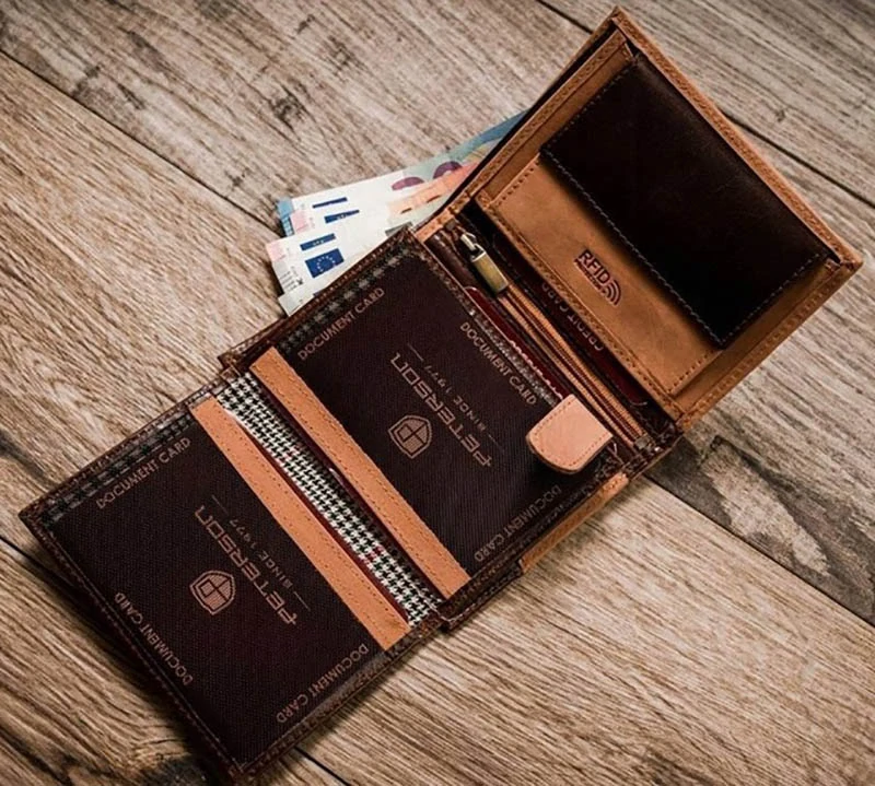 Veľká dvojfarebná pánska peňaženka z prírodnej kože Peterson N4-SHS-4131