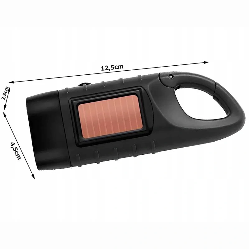 Solárna baterka 3LED s dynamom čierna