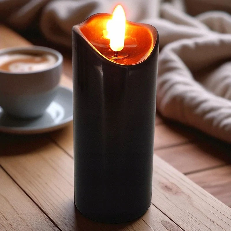 LED sviečka Cortina 12,5 cm čierna + batérie zdarma