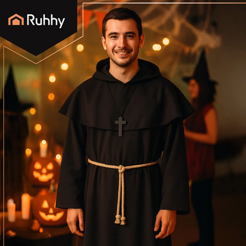 Kostým mnícha na Halloween L čierny