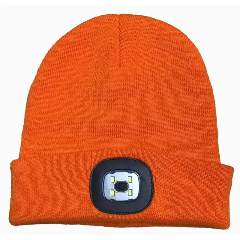 Zimná čiapka s LED svetlom oranžová