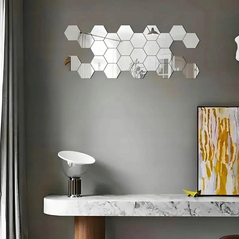 Samolepiace zrkadlové nálepky – šesťuholníky 12 × 11 cm (12 ks)