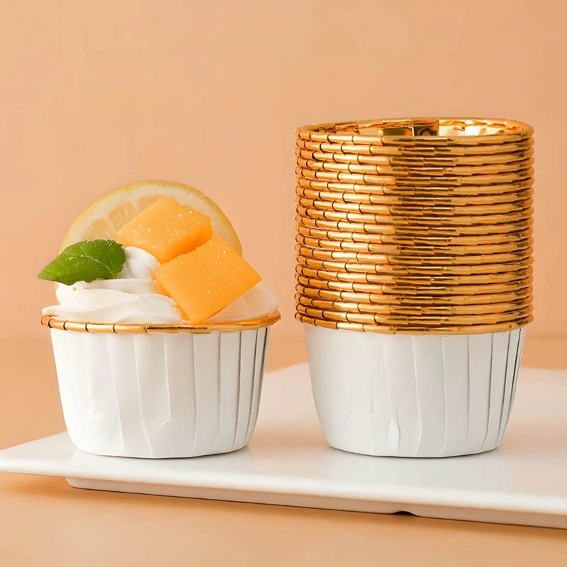 Papierové formičky na muffiny a dezerty bielo-zlaté – sada 50 ks