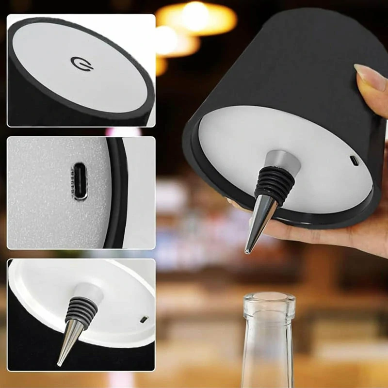 Bezdrôtová dotyková lampička na fľašu čierna