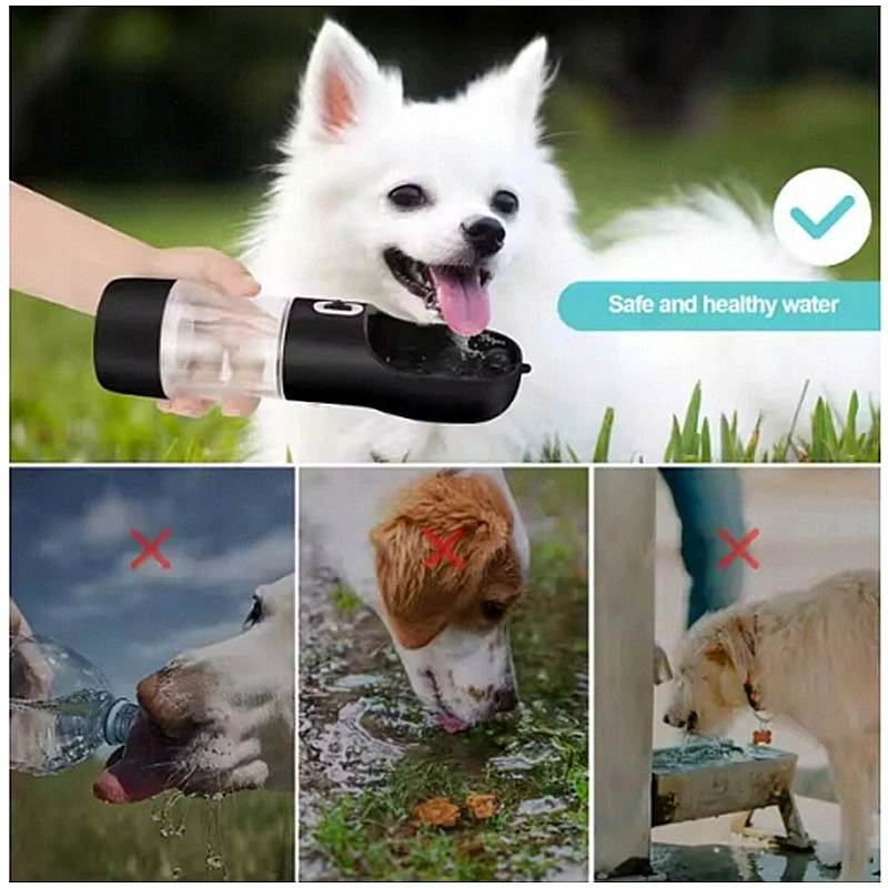 Turistická fľaša pre psa 3v1 – napájačka, miska a zásobník na krmivo