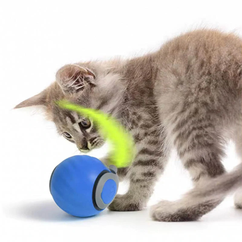 Interaktívna hračka pre mačku – loptička s pohyblivým chvostíkom