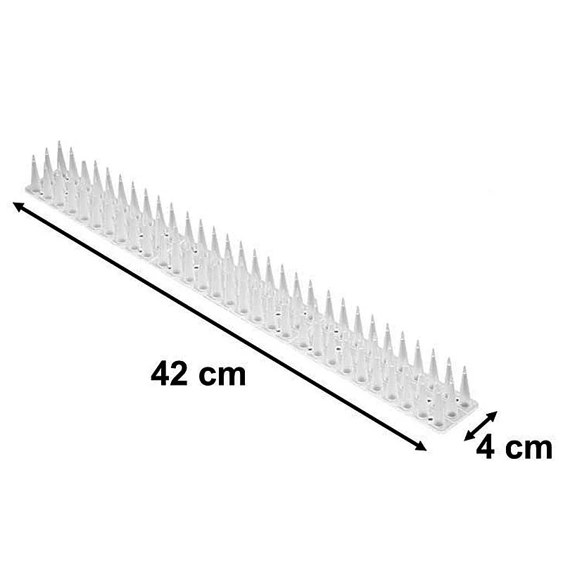 Plastové hroty proti vtákom biele – 8 modulov, 43 cm