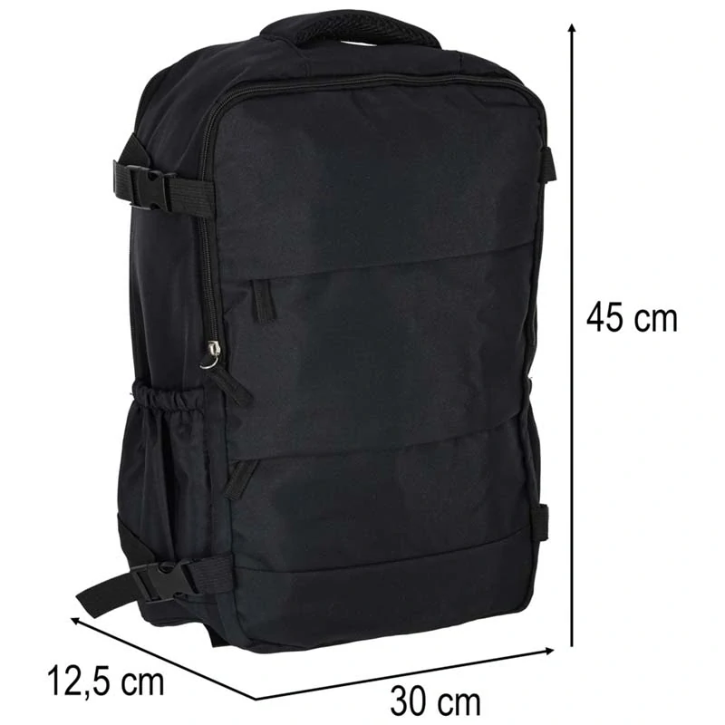 Príručný turistický batoh na cestovanie 45 × 30 cm čierny