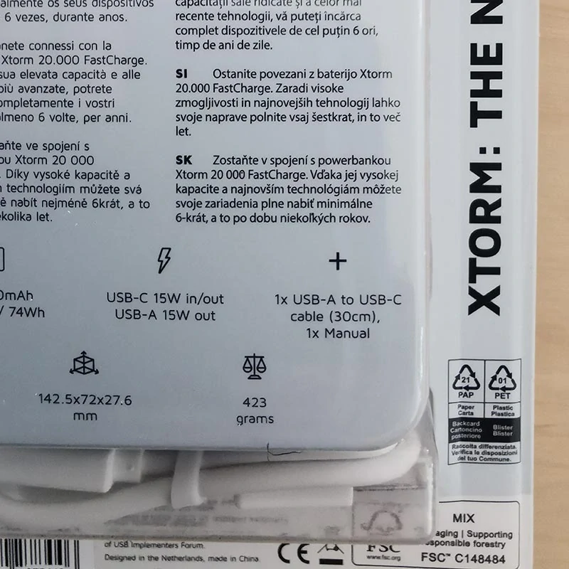 Powerbanka Xtorm FastCharge 20000 mAh 15W 