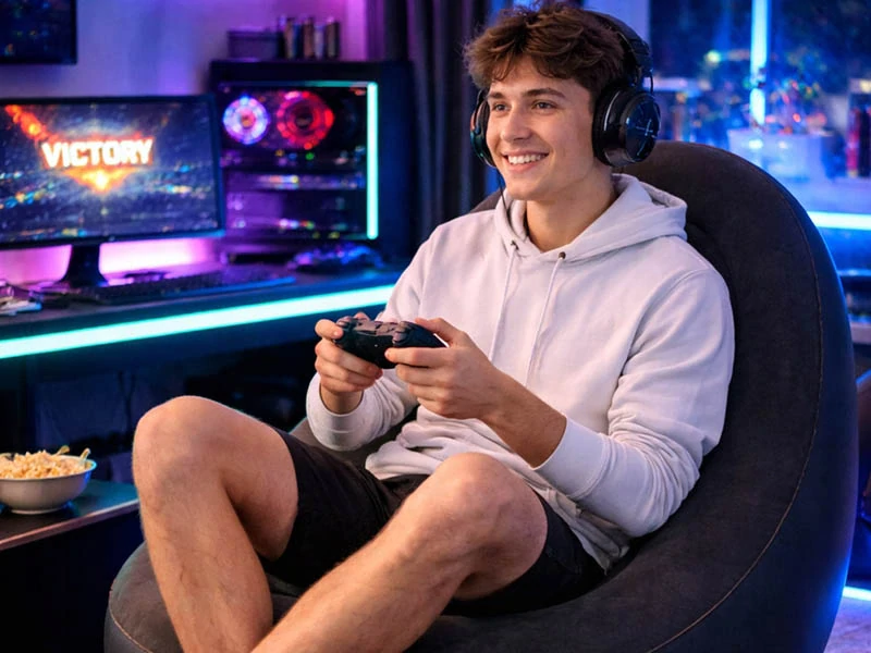 Nafukovacie záhradné kreslo s podnožkou čierne