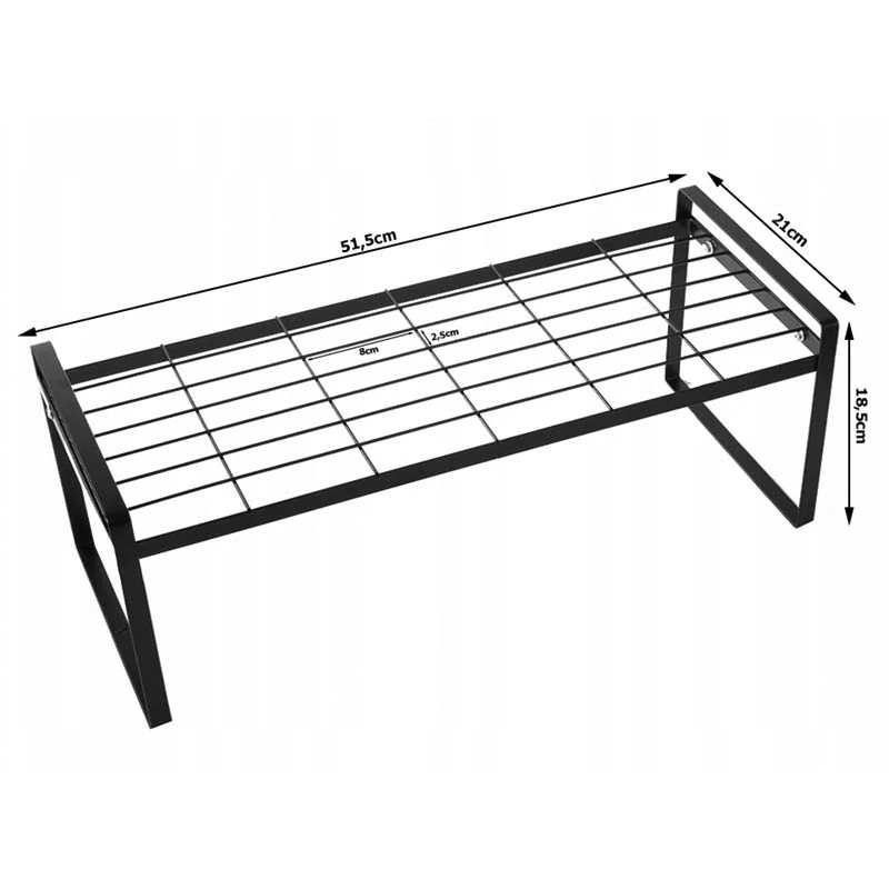 Kovová kuchynská polička 51 x 18 x 21 cm čierna