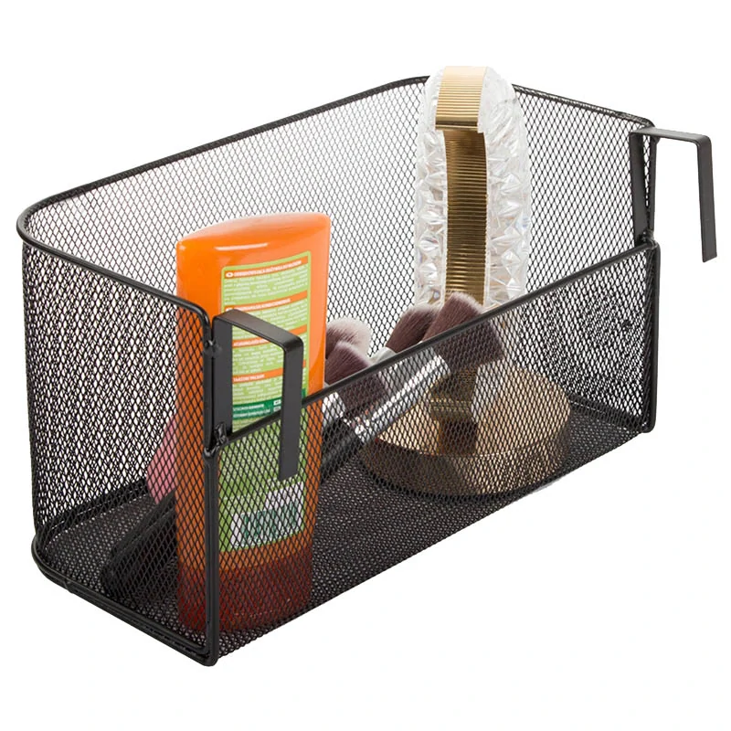 Závesný kovový organizér na kuchynskú tyč čierny