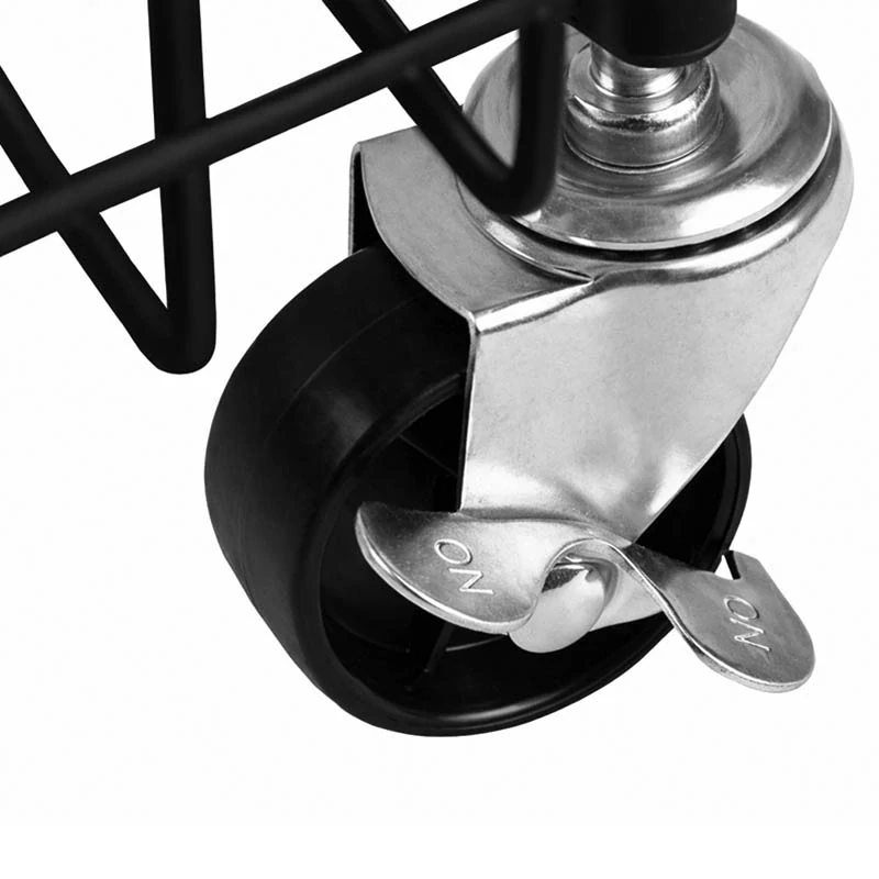 Kovový regál na kolieskach s tromi policami 78 cm čierny