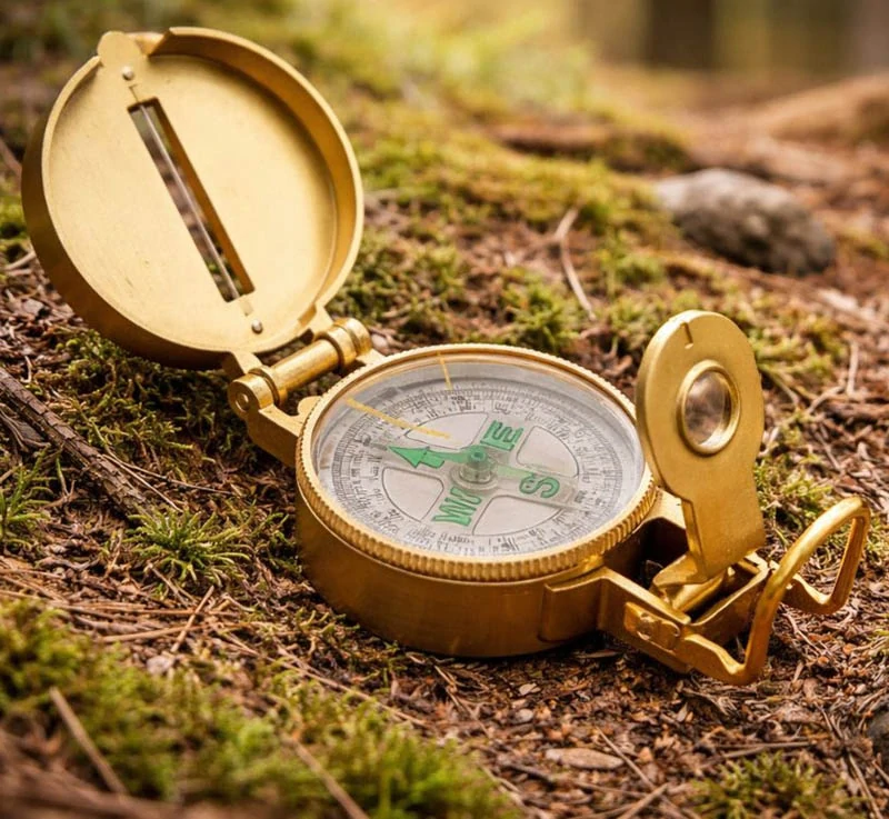 Turistický kompas skladací kovový