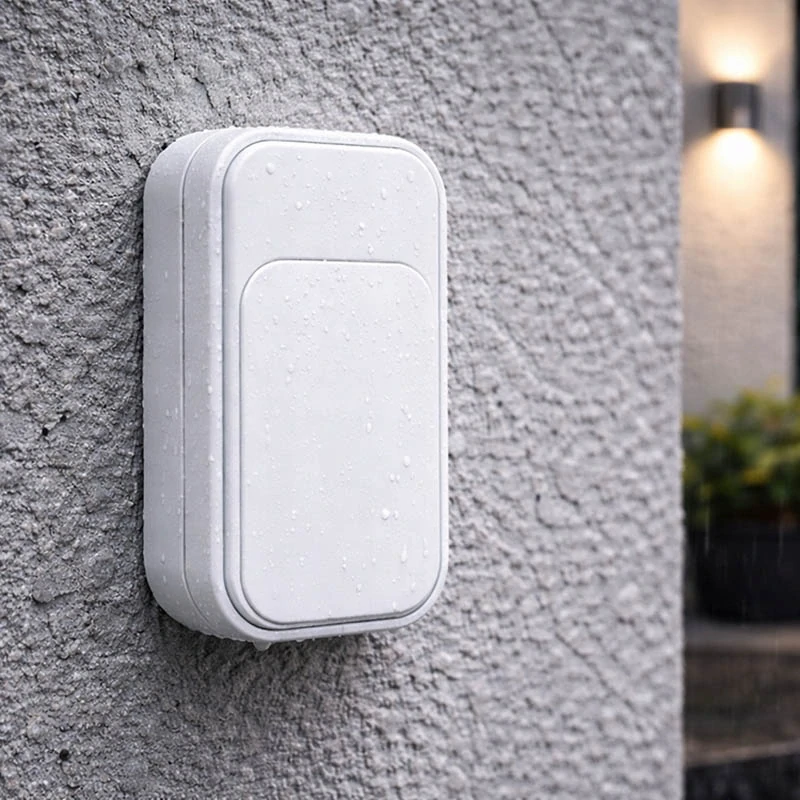 Bezdrôtový kinetický zvonček bez batérií na dvere biely