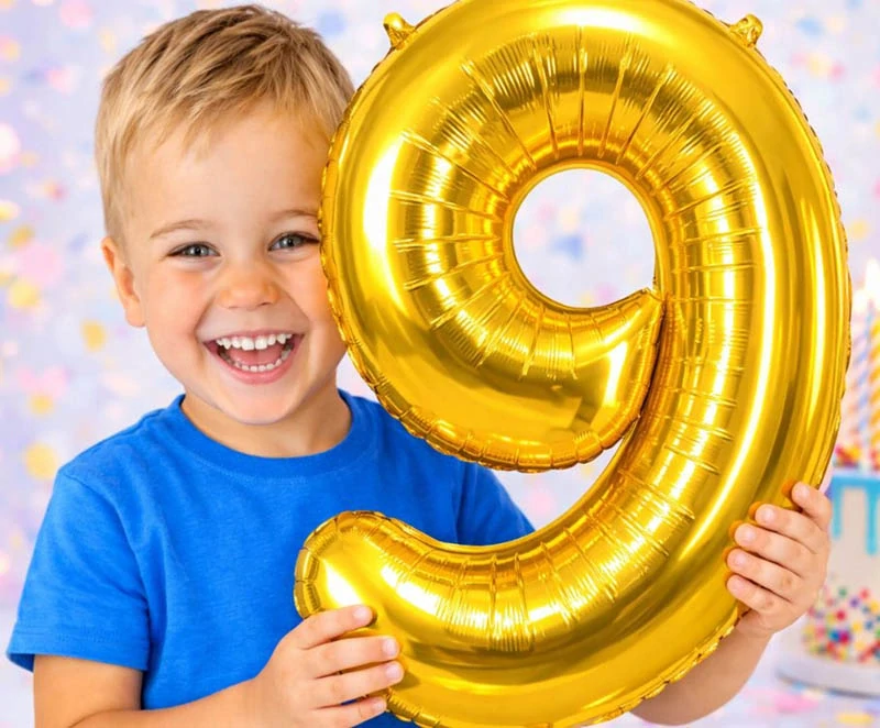 Fóliový balón číslo 9 zlatý 66 cm