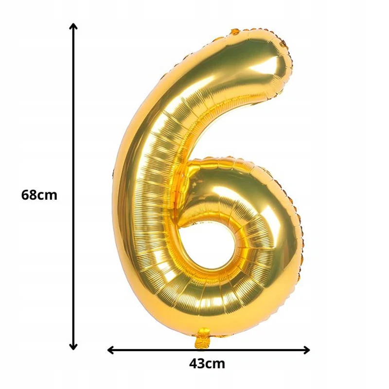 Fóliový balón číslo 6 zlatý 66 cm